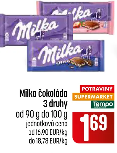 Milka čokoláda 3 druhy