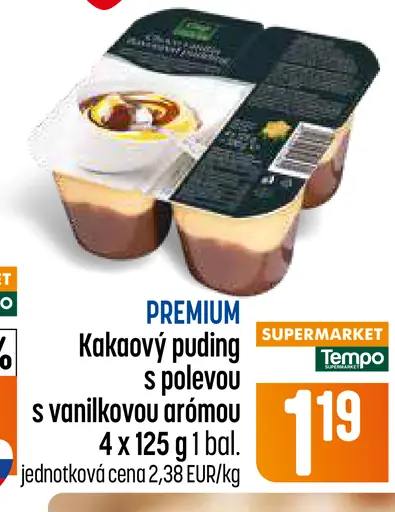 Kakaový pudding s polevou s vanilkovou arómou