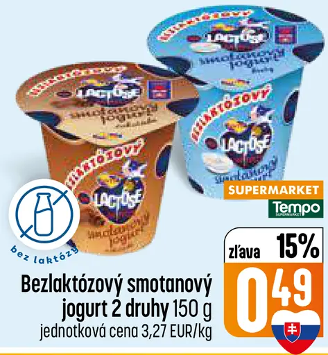 Bezlaktózový smotanový jogurt 2 druhy