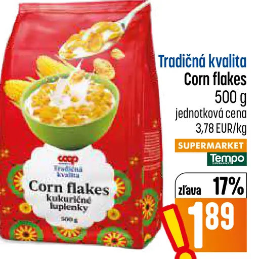 Coop tradičná kvalita corn flakes lupienky kukuričné