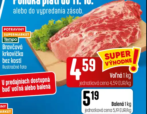 Bravčová krkovička bez kosti, plátky