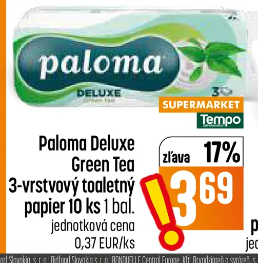 Paloma Deluxe Green Tea 3-vrstvový toaletný papier