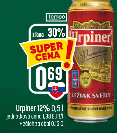 Urpiner 12% plechovka