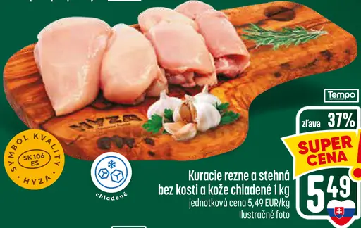 Kuracie rezne a stehná bez kosti a kože chladené