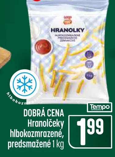 Hranolčeky hlboko zmrazené, predsmažené
