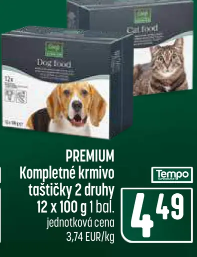 Premium kompletné krmivo pre psy v taštičkách