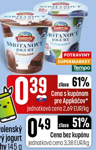 Zvolenský smotanový jogurt 2 druhy