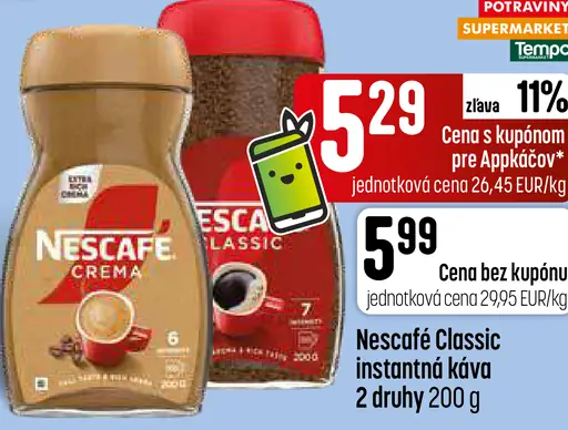 Nescafé Classic instantná káva 2 druhy