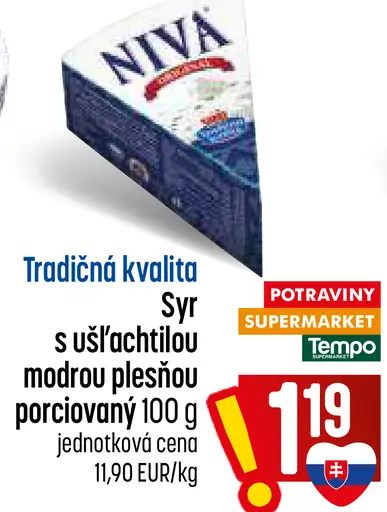 Syr s ušľachtilou modrou plesňou porciovaný