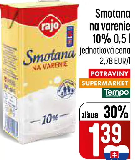 Rajo Smotana na varenie 10%