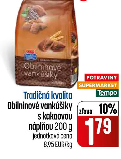 Tradičná kvalita Oblinové vankúšiky s kakaovou náplňou