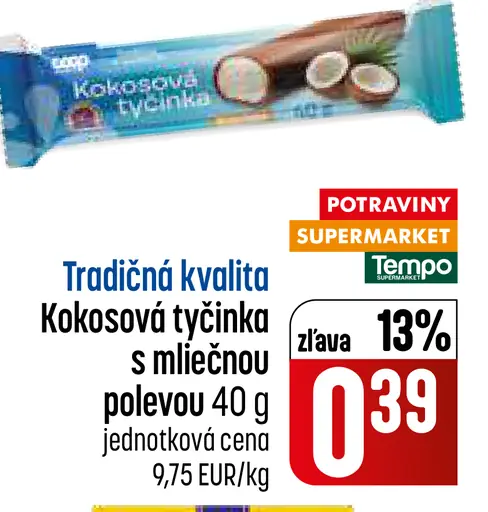 Kokosová tyčinka s mliečnou polevou