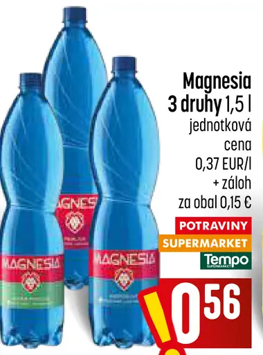 Magnesia Prírodná minerálna voda neperlivá