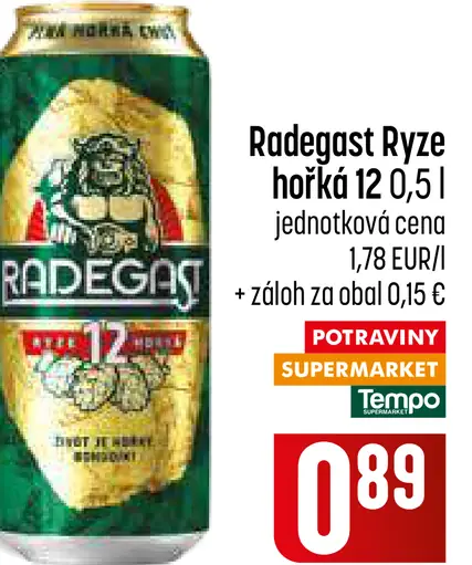 Radegast Ryze hořká 12 plechovka
