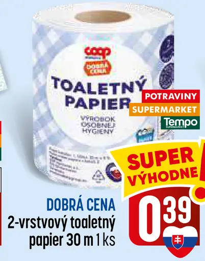 Coop Dobrá cena 2-vrstvový toaletný papier