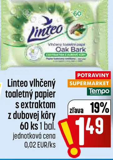 Linteo vlhčený toaletný papier s extraktom z dubovej kôry
