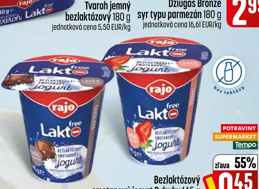 Rajo Bezlaktózový smotanový jogurt viac druhov