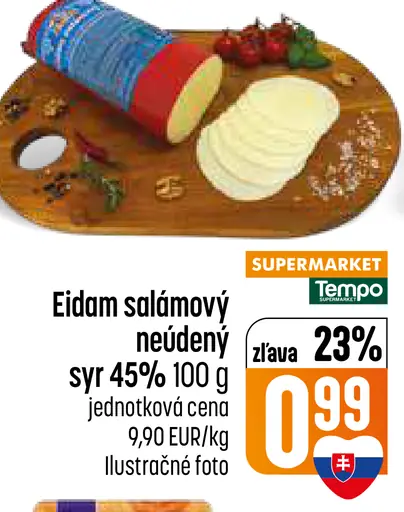Eidam salámový neúdený syr 45 %