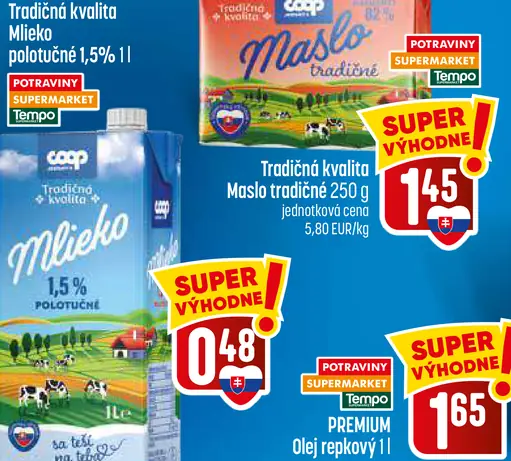 Tradičná kvalita Mlieko polotučné 1,5%