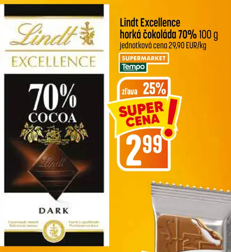 Lindt Excellence 70% extra horká čokoláda