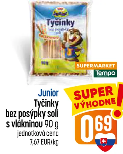 Junior Tyčinky bez posýpky soli s vlákninou