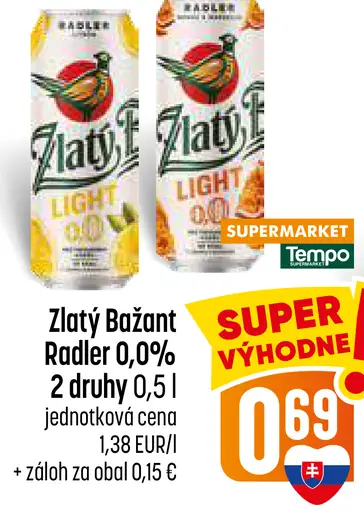 Zlatý Bažant Radler 0,0% 3 druhy