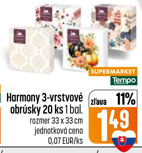 Harmony 3-vrstvové obrúsky s potlačou