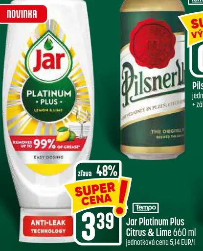 Jar Platinum Plus Citrus & Lime prostriedok na riad