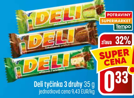 Deli tyčinka 3 druhy
