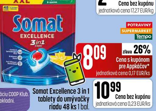 Somat Excellence 4 v 1, tablety do umývačky riadu