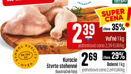 Kuracie štvrte stehenné voľné
