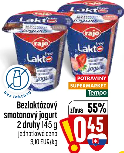 Rajo Bezlaktózový smotanový jogurt 2 druhy