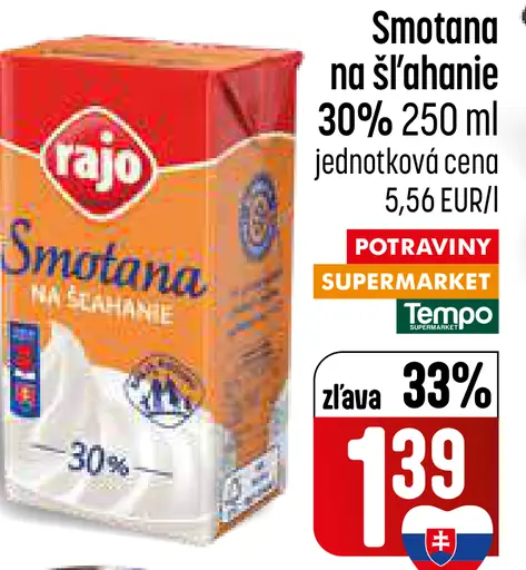 Rajo Smotana na šľahanie 30 %