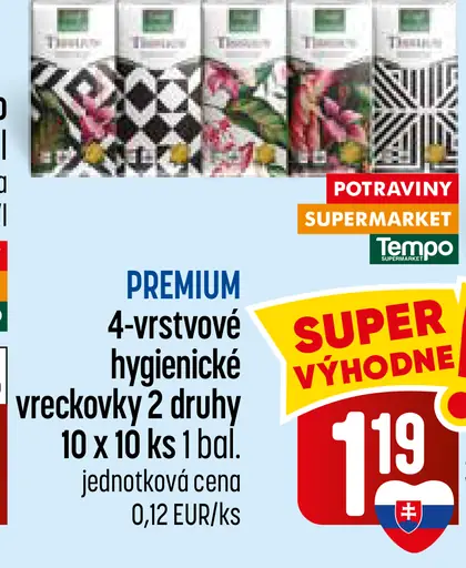 Premium Hygienické vreckovky 4-vrstvové 2 druhy