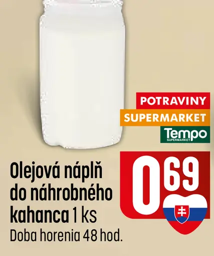 Olejová náplň do náhrobného kahanca, doba horenia 48 hodín