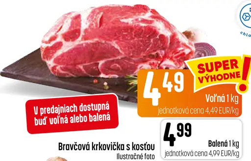 Bravčová krkovička s kosťou voľná