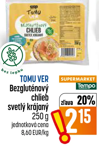 Tomu Ver bezgluténový chlieb svetlý krájaný