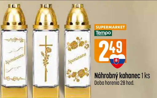 Náhrobný kahanec, doba horenia 28 hodín
