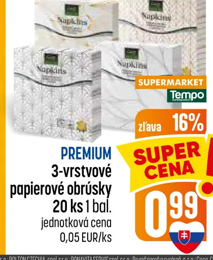 Premium 3-vrstvové papierové obrúsky