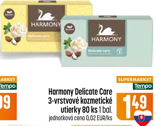 Harmony Delicate caré 3-vrstvové kozmetické utierky