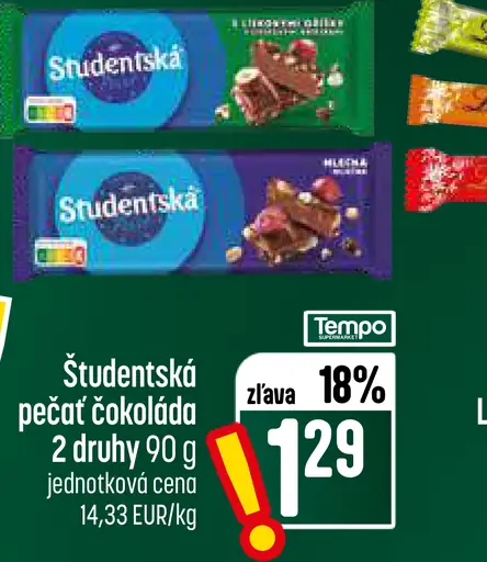 Studentská pečať čokoláda 3 druhy