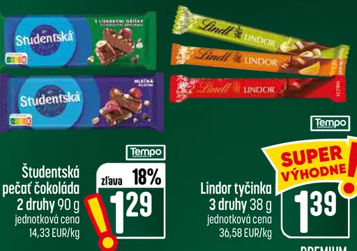 Študentská pečať čokoláda, 2 druhy