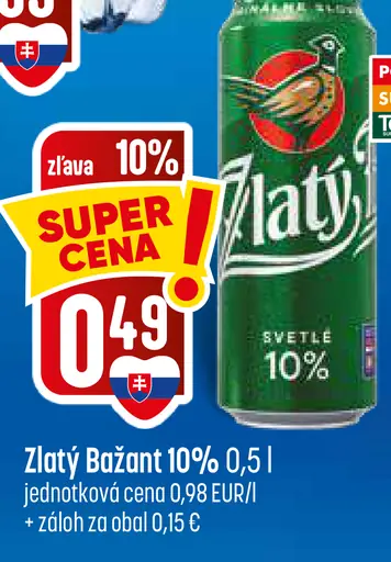 Zlatý Bažant Svetlé 10 % plechovka