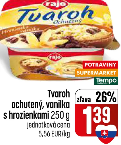 Rajo Ochutený tvaroh hrozienka a vanilka