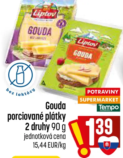 Liptov Gouda porciované plátky rôzne druhy