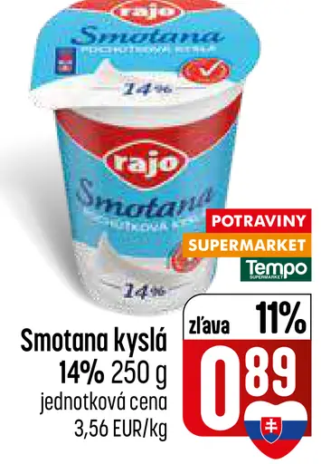 Rajo smotana kyslá 14%