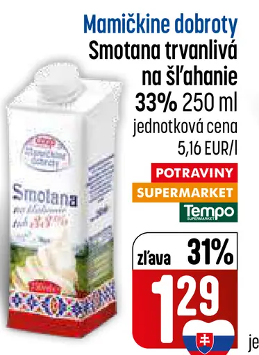 Sinoliana smotana trvanlivá na šľahanie 33 %