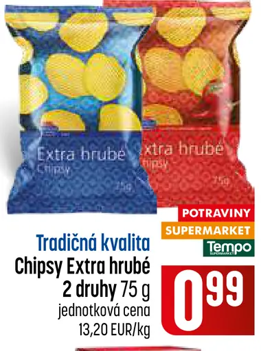Tradičná kvalita Chipsy Extra hrubé – rôzne druhy