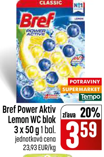 Bref Power Aktiv Lemon tuhý WC blok