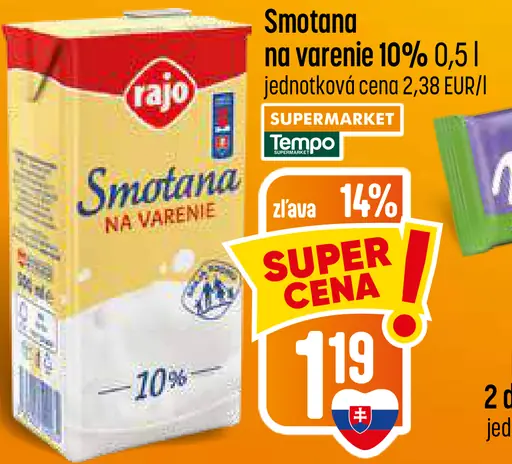 Smotana na varenie 10%